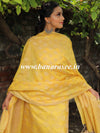 Banarasee Semi-Silk Salwar Kameez Fabric With Resham Design-Yellow