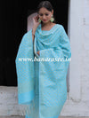 Banarasee Cotton Silk Salwar Kameez Fabric With Zari & Resham Work-Blue