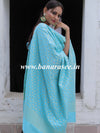 Banarasee Cotton Silk Salwar Kameez Fabric With Zari & Resham Work-Blue
