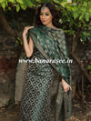 Banarasee Semi-Silk Salwar Kameez Fabric With Resham Design-Green