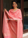 Banarasee Cotton Silk Salwar Kameez Fabric With Zari & Resham Work-Peach