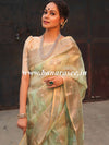 Banarasee Organza Mix Saree With Antique Zari Rangkat Design-Green