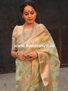 Banarasee Organza Mix Saree With Antique Zari Rangkat Design-Green