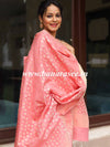 Banarasee Cotton Silk Salwar Kameez Fabric With Zari & Resham Work-Peach