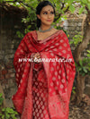 Banarasee Semi-Silk Salwar Kameez Fabric With Resham Design-Red