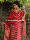 Banarasee Semi-Silk Salwar Kameez Fabric With Resham Design-Red