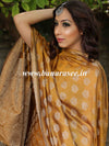 Banarasee Semi-Silk Salwar Kameez Fabric With Resham Design-Gold