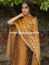 Banarasee Semi-Silk Salwar Kameez Fabric With Resham Design-Gold