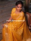 Banarasee Handwoven Semi-Chiffon Saree With Silver Zari Buti & Border-Mustard Yellow