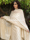 Banarasee Semi-Silk Salwar Kameez Fabric With Resham Design-White