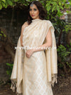 Banarasee Semi-Silk Salwar Kameez Fabric With Resham Design-White
