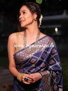 Banarasee Handwoven Semi Silk Patola Design Meena & Zari Work Saree-Deep Blue