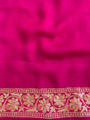 Banarasee Bandhini Work Pure Khaddi Chiffon Silk Sari With Buta Design-Pink