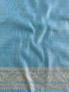Banarasee Chanderi Cotton Floral Embroidered Saree-Pastel Blue