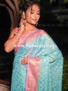 Banarasee Faux Georgette Saree With Antique Gold Zari work-Sky Blue & Pink