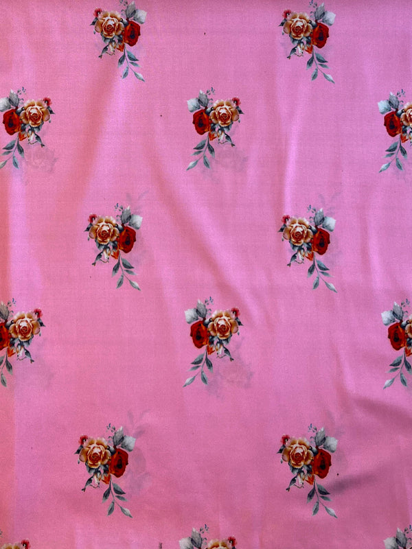 Banarasee Organza Silk Embroidered Saree With Digital Floral Print-Pink