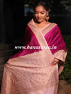 Banarasee Handwoven Semi Silk Saree With Contrast Border-Magenta & Peach