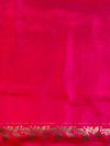 Banarasee Handwoven Dual  Color Semi Silk Saree With Floral Buta & Broad Border-Orange & Pink