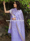 Banarasee Handloom Chanderi Cotton Zari Work Salwar Kameez Dupatta Set-Lavender