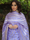 Banarasee Handloom Chanderi Cotton Zari Work Salwar Kameez Dupatta Set-Lavender