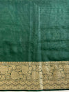 Banarasee Organza Mix Saree With Contrast Zari Border Design-Green