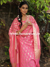 Banarasee Handloom Chanderi Cotton Zari Work Salwar Kameez Dupatta Set-Pink