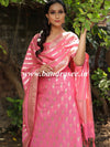 Banarasee Handloom Chanderi Cotton Zari Work Salwar Kameez Dupatta Set-Pink