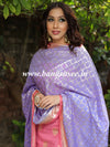 Banarasee Handloom Chanderi Cotton Zari Work Salwar Kameez Dupatta Set-Lavender & Pink