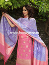 Banarasee Handloom Chanderi Cotton Zari Work Salwar Kameez Dupatta Set-Lavender & Pink