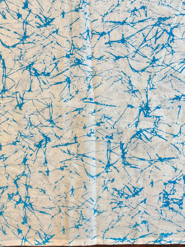 Handloom Mul Cotton Hand-block Print Saree-Blue