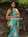 Banarasee Handloom Chanderi Cotton Zari Work Salwar Kameez Dupatta Set-Orange & Green