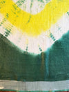 Bhagalpur Handloom Pure Linen Cotton Hand-Dyed Shibori Pattern Saree-Green & Yellow