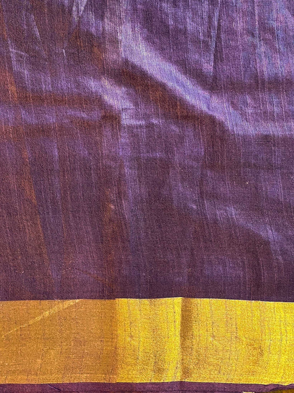 Bhagalpur Linen Cotton Resham Embroidered Saree-Beige