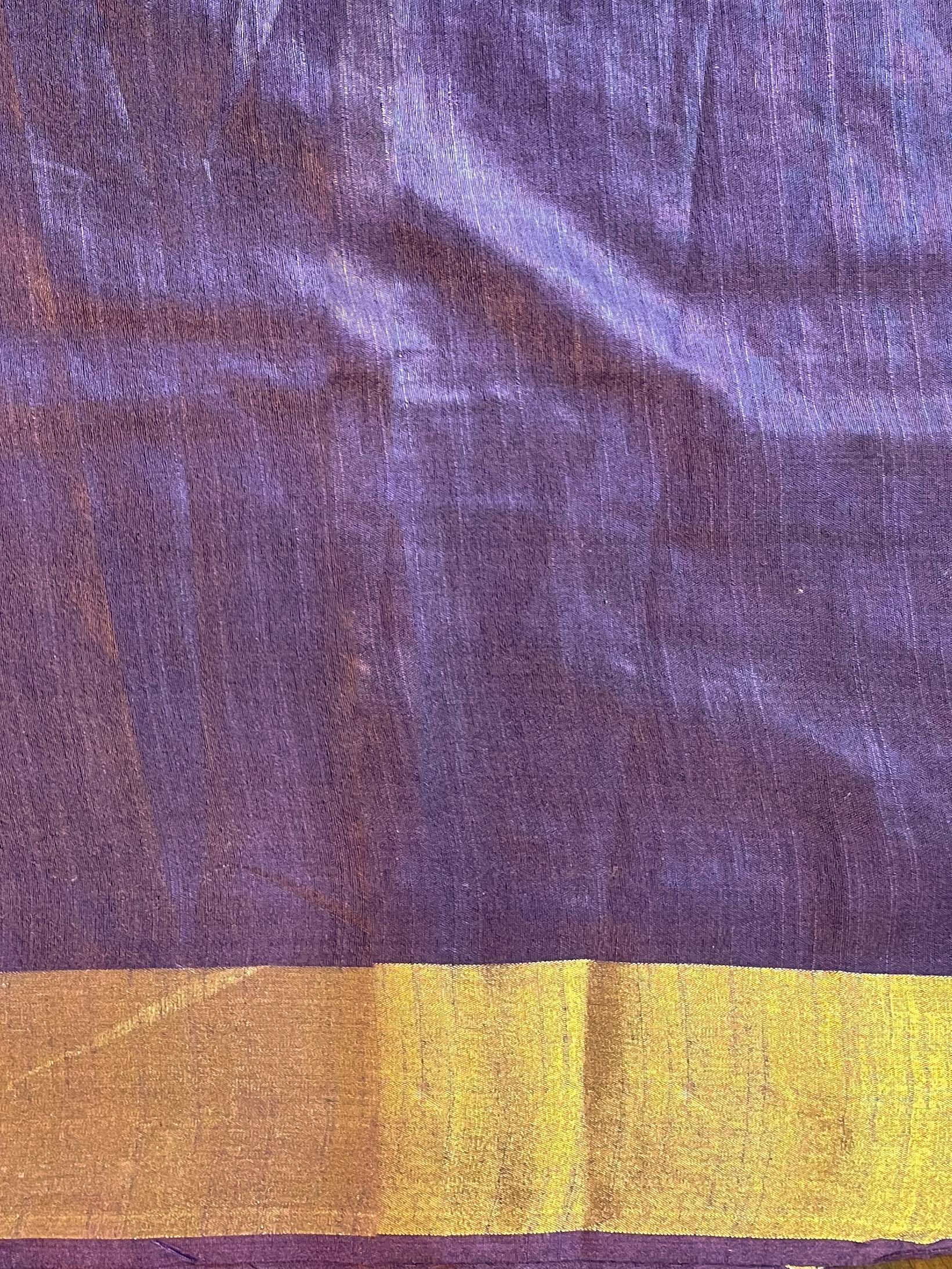 Bhagalpur Linen Cotton Resham Embroidered Saree-Pink
