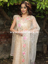 Banarasee Brocade Salwar Kameez Fabric With Embroidered Organza Dupatta-Gold