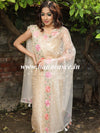 Banarasee Brocade Salwar Kameez Fabric With Embroidered Organza Dupatta-Gold