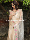 Banarasee Brocade Salwar Kameez Fabric With Embroidered Organza Dupatta-Gold