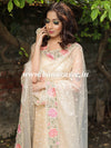 Banarasee Brocade Salwar Kameez Fabric With Embroidered Organza Dupatta-Gold