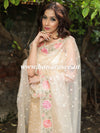 Banarasee Brocade Salwar Kameez Fabric With Embroidered Organza Dupatta-Gold