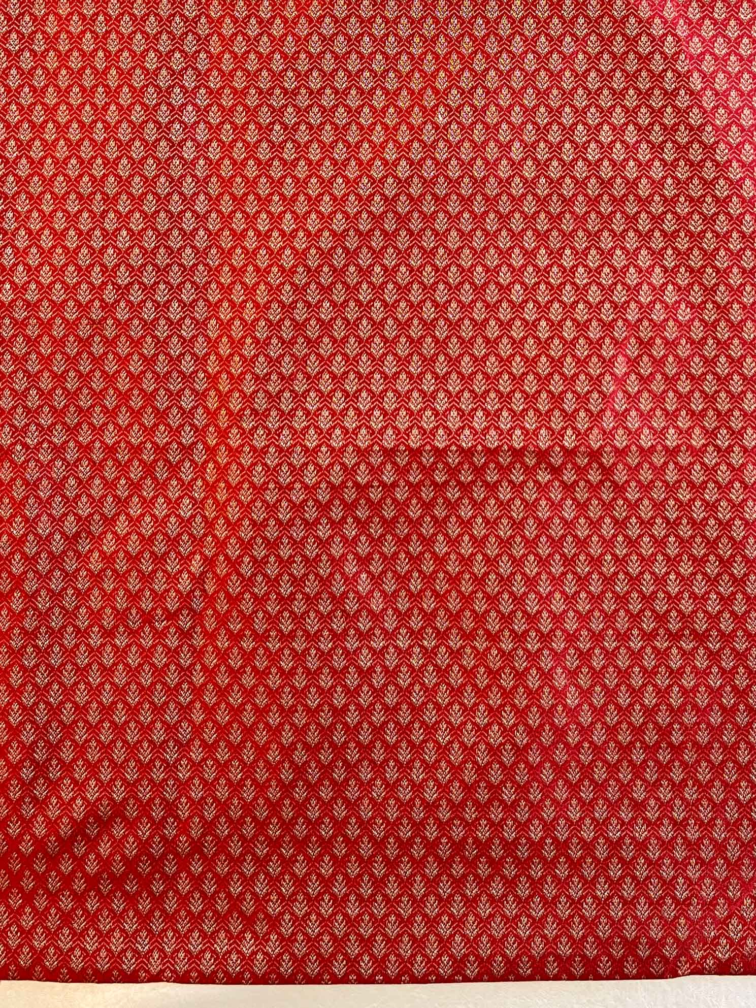 Banarasee Semi-Silk Salwar Kameez Fabric With Resham Design-Red