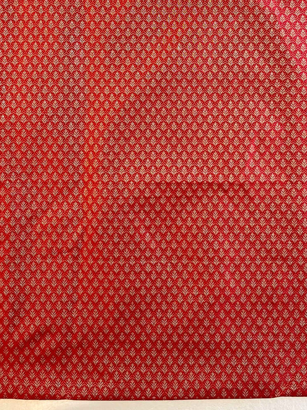 Banarasee Semi-Silk Salwar Kameez Fabric With Resham Design-Red