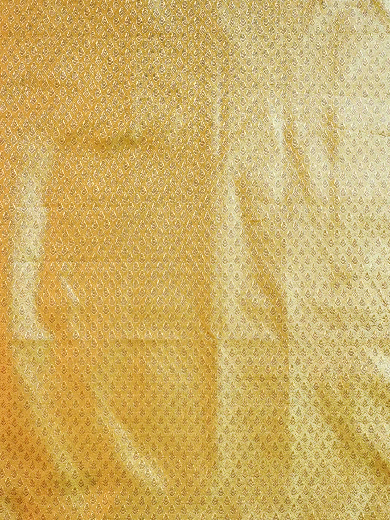 Banarasee Semi-Silk Salwar Kameez Fabric With Resham Design-Yellow