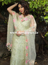 Banarasee Brocade Salwar Kameez Fabric With Embroidered Organza Dupatta-Pastel Green