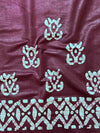 Handloom Khadi Cotton Hand-Dyed Batik Pattern Salwar Kameez Dupatta Set-Green & Wine