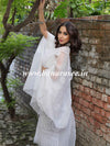 Banarasee Kota Doria Embroidered Salwar Kameez Dupatta Set-White