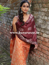 Handloom Khadi Cotton Hand-Dyed Batik Pattern Salwar Kameez Dupatta Set-Orange & Maroon