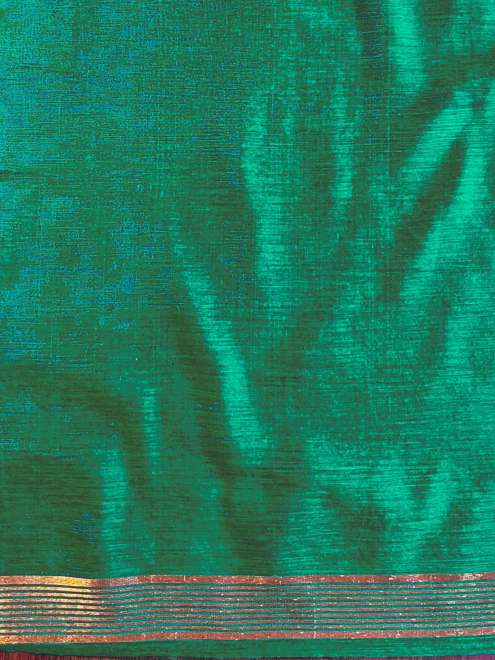 Banarasee Handwoven Pure Silk Cotton Saree With Zari Buti & Border-Green