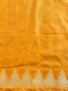 Banarasee Semi-Katan Zari Buta & Contrast Border Saree-Red & Yellow
