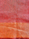 Bhagalpur Handloom Pure Linen By Mulberry Silk Saree With Embroidered Design-Ivory White