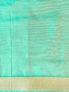 Banarasee Organza Silk Saree With Zari Motifs & Border-Sea Green